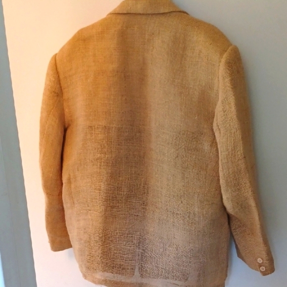 Tan Canvas Style Blazer with Notched Lapels, XL - Picture 7 of 8